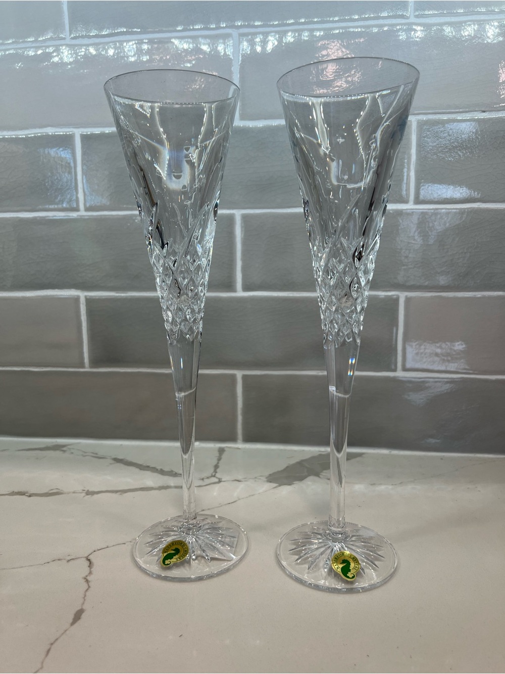 Waterford Crystal Champagne Flutes (2) in Presentation Box Never Used - Picture 3 of 11